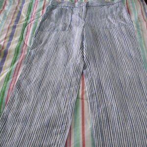 Chico's Blue White Nautical Linen Striped Pants Size 0 Small NWOT